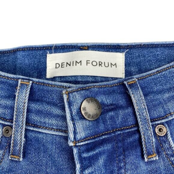 DENIM FORUM Aritzia The Jane Mid Rise Boot Sz 25 Ripped Frayed Knee - Picture 3 of 10